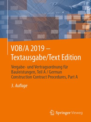 cover image of VOB/A 2019--Textausgabe/Text Edition